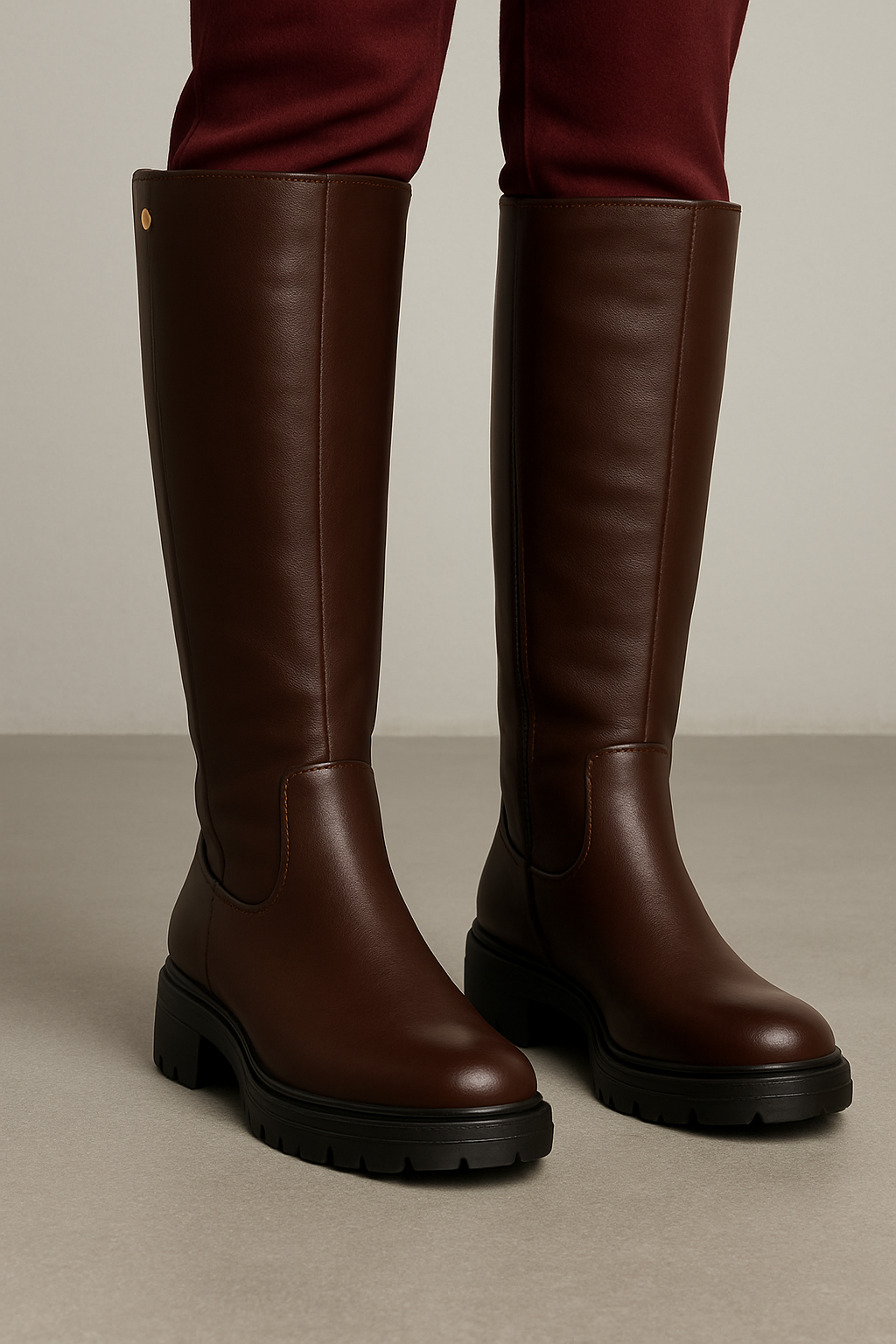 Bottes Femme Mi-Mollet - Simili Cuir Marron - Confort & Style Élégant - A2R Collection