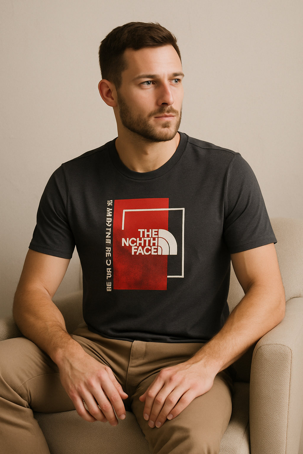 T-shirt The North Face - Noir - Logo Carré Rouge (Taille M)