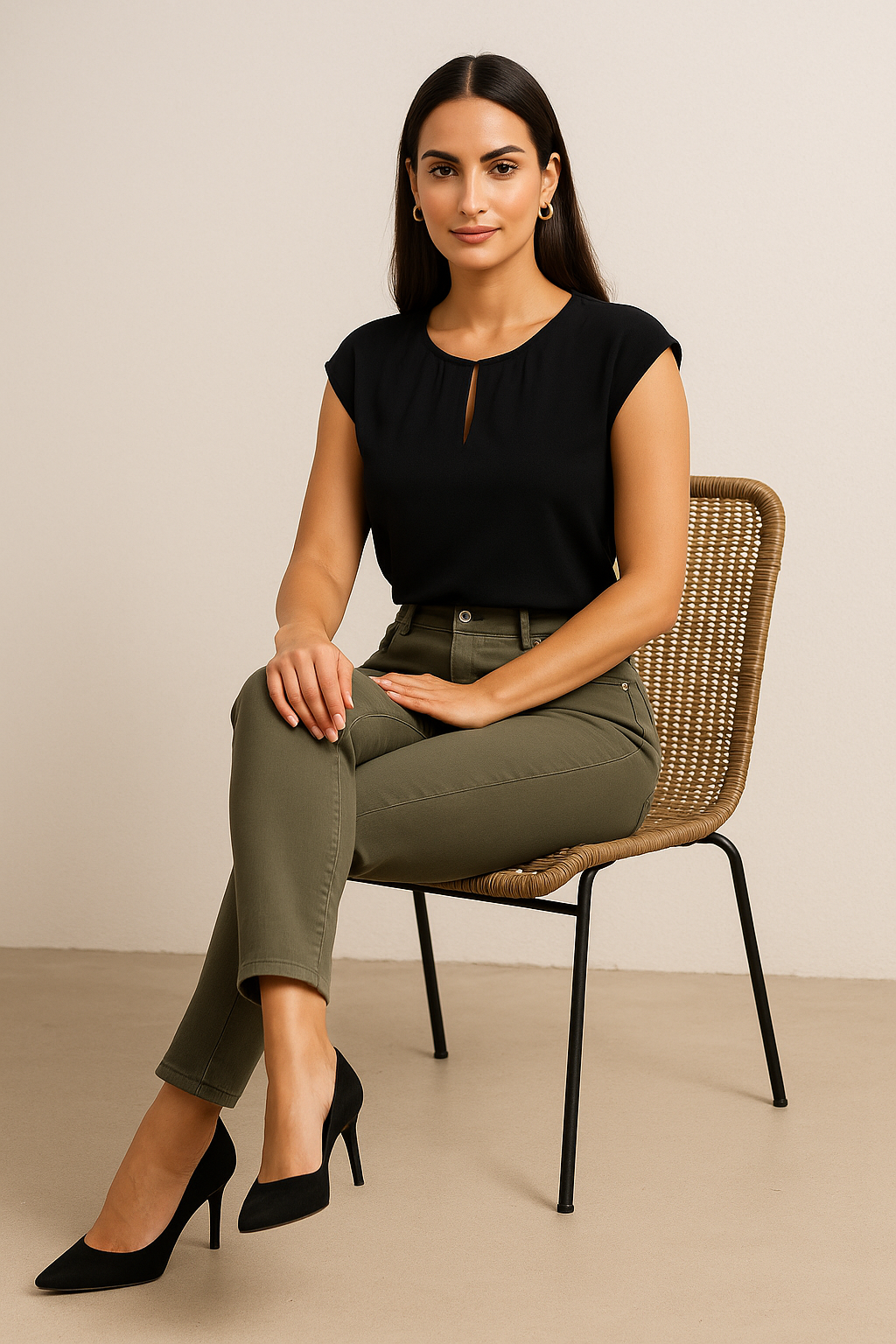 Pantalon Femme Kaki, Coupe Confort & Stretching - Taille 38 à 50 / A2R Collection