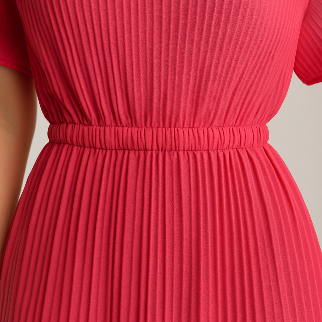 Robe Plissée Élégante A2R Collection - Décolleté V Chic & Taille Élastique (36-44)