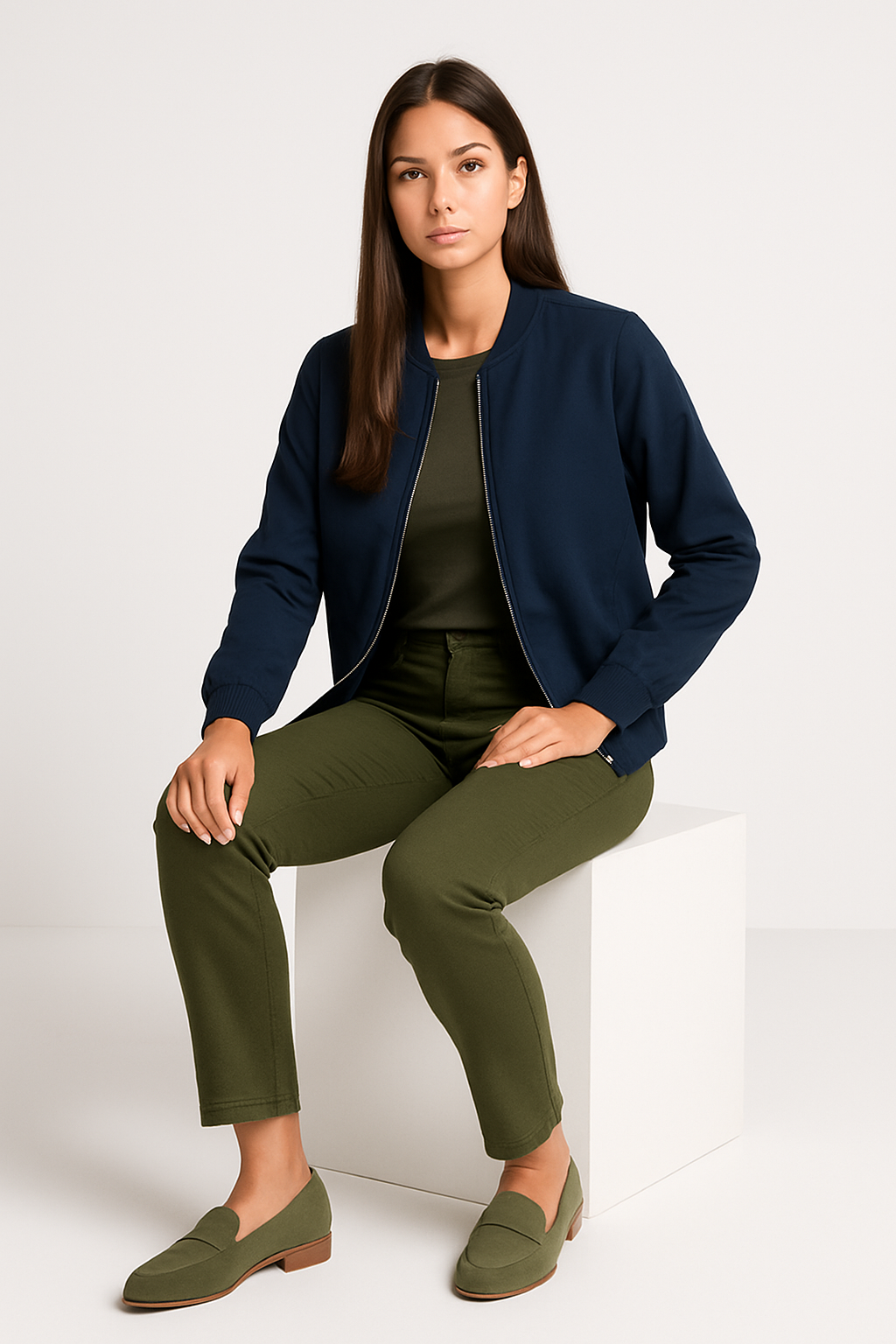 Bombers Femme Bleu Marine - Coupe Casual Chic