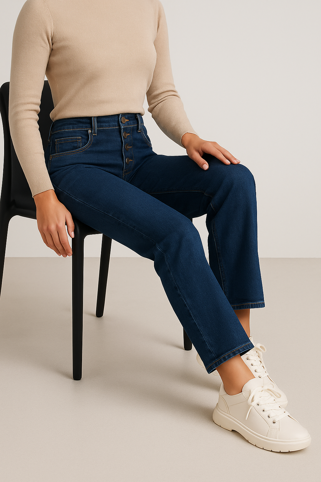 Jean Karostar Femme - Straight Leg Bleu Marine - Taille 40