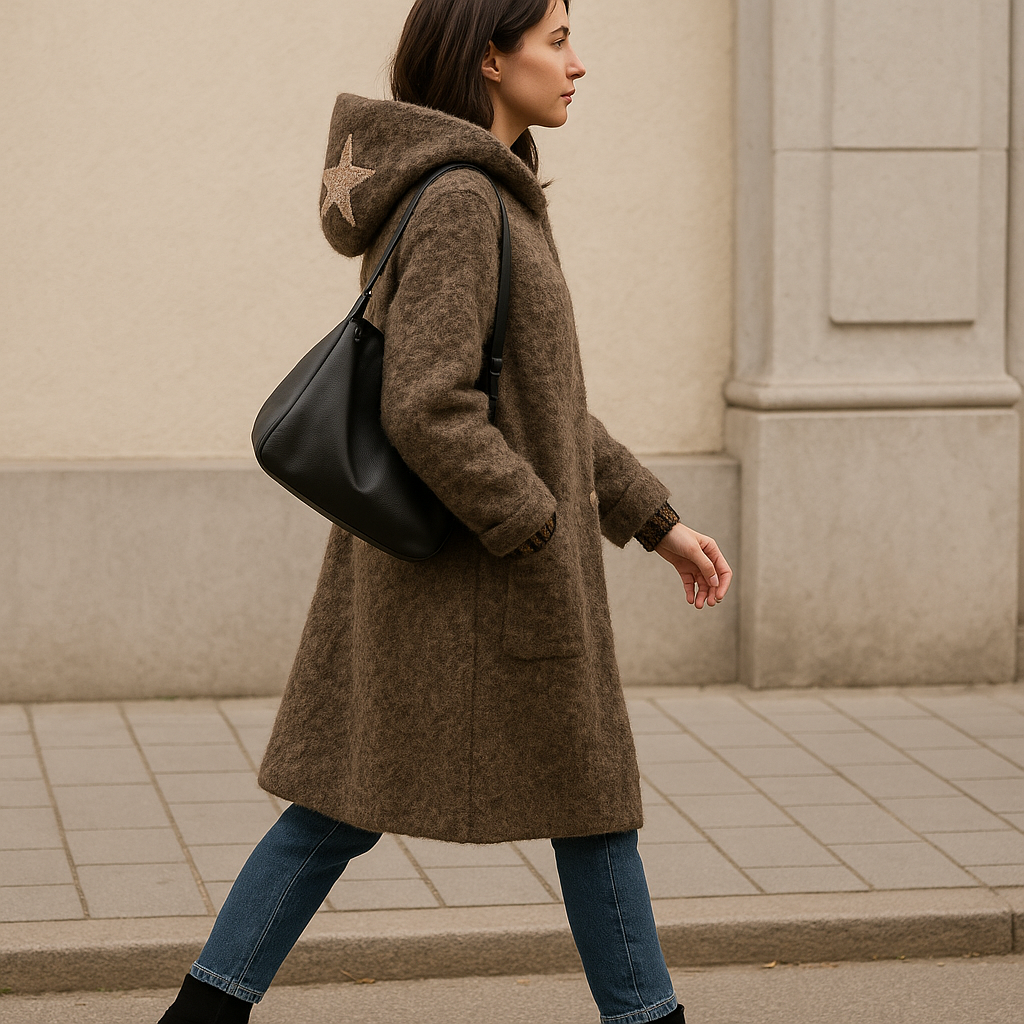 Manteau Douillet Étoile - Marron & Noir (Taille Unique 38- 46)