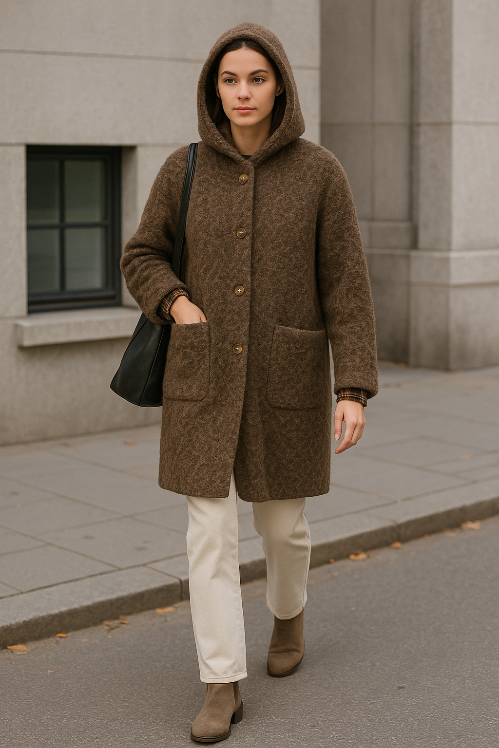 Manteau Douillet Étoile - Marron & Noir (Taille Unique 38- 46)