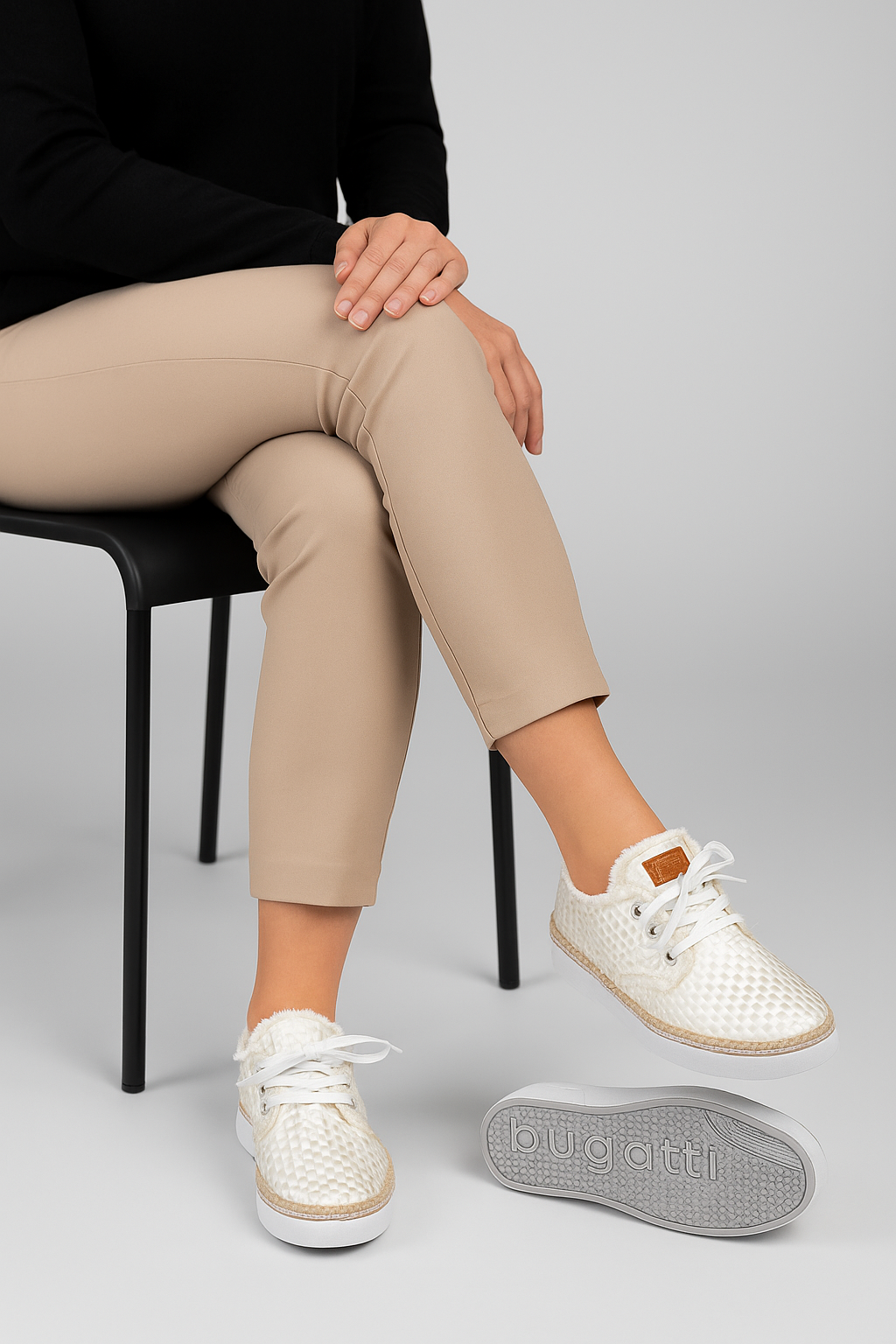 Bugatti Femme - Baskets Tressées blanches avec doublure douce (Pointure 41)