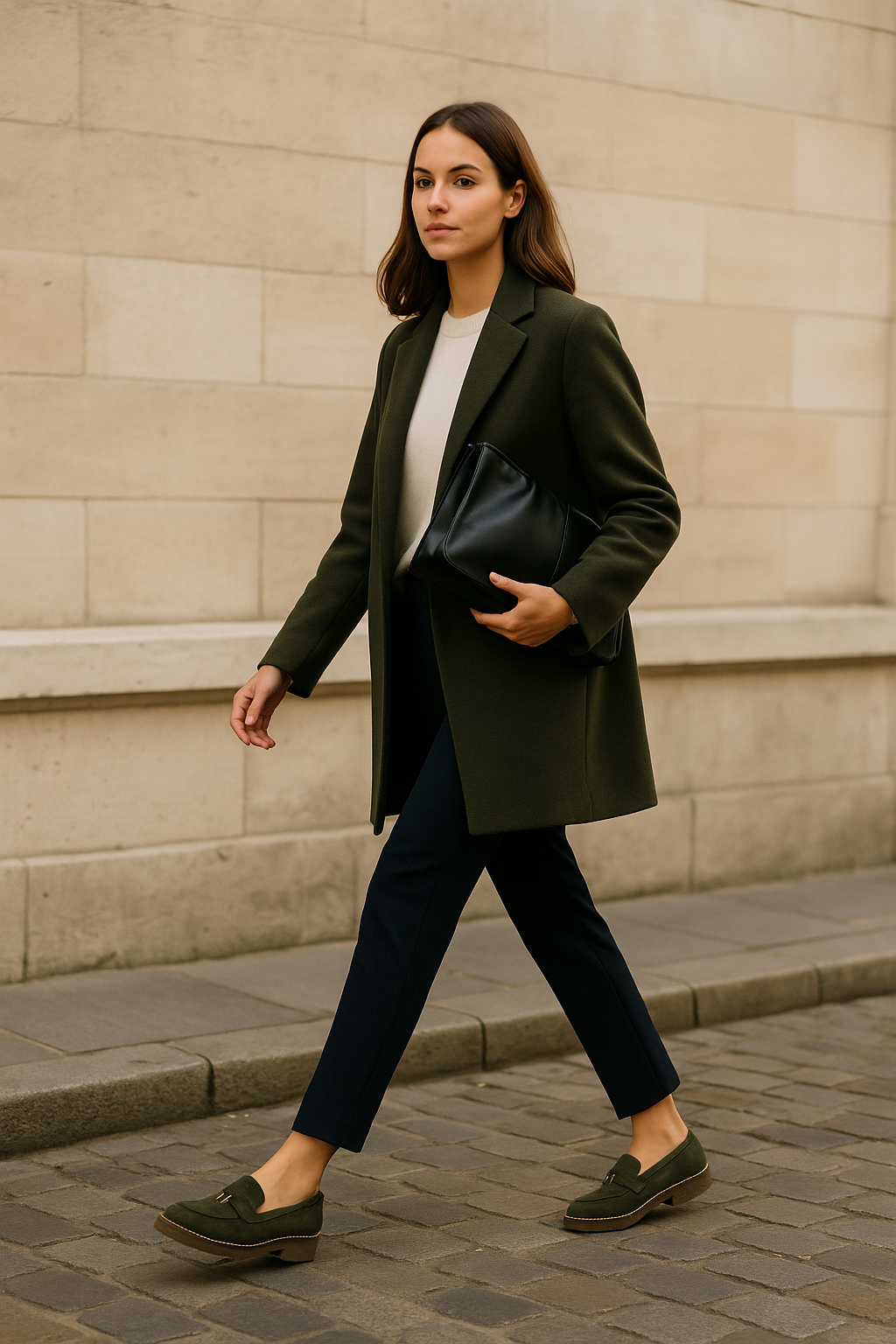 Mocassins Femme en Suédine - Kaki Chic & Semelle Confort