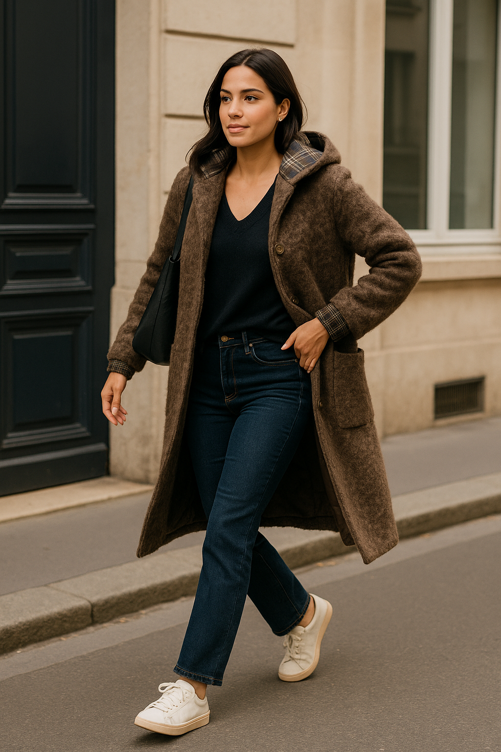 Manteau Douillet Étoile - Marron & Noir (Taille Unique 38- 46)