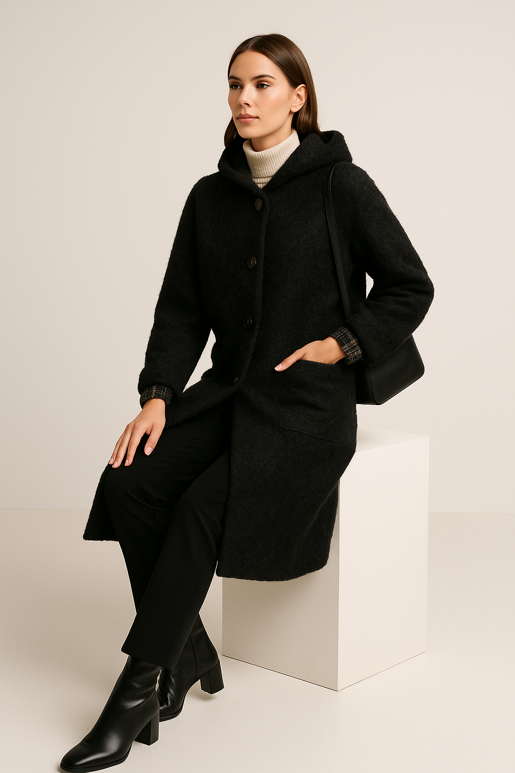 Manteau Douillet Étoile - Marron & Noir (Taille Unique 38- 46)