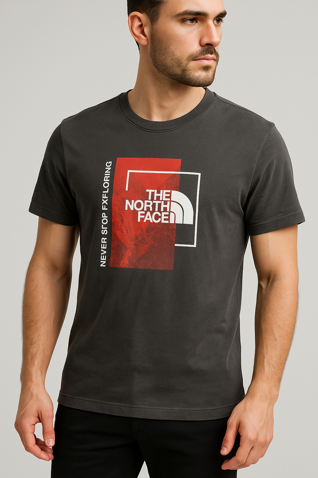 T-shirt The North Face - Noir - Logo Carré Rouge (Taille M)