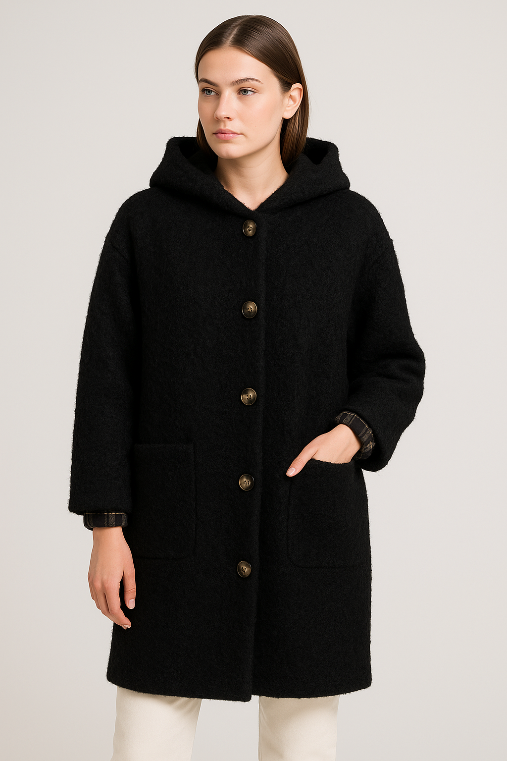 Manteau Douillet Étoile - Marron & Noir (Taille Unique 38- 46)