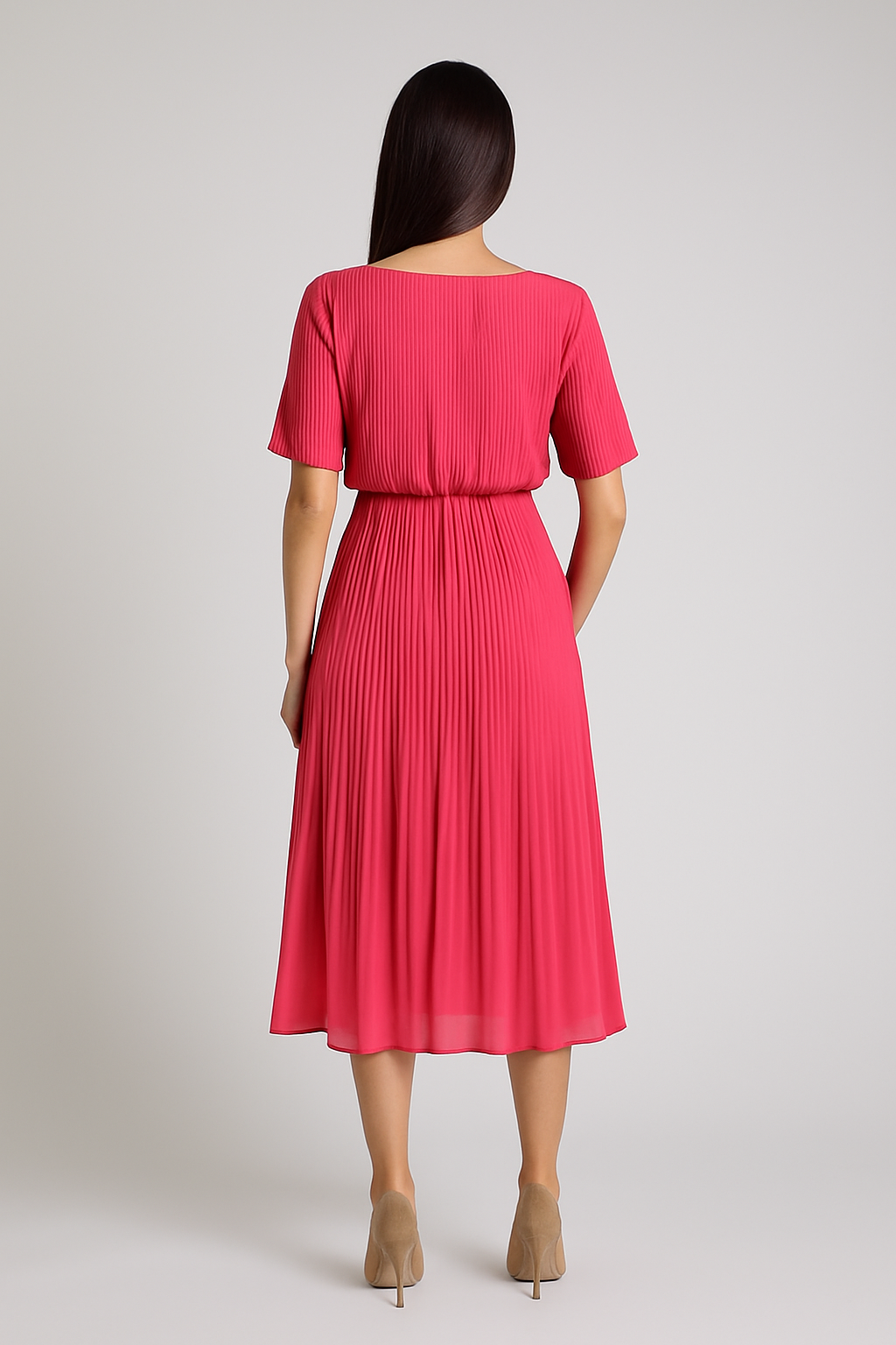 Robe Plissée Élégante A2R Collection - Décolleté V Chic & Taille Élastique (36-44)