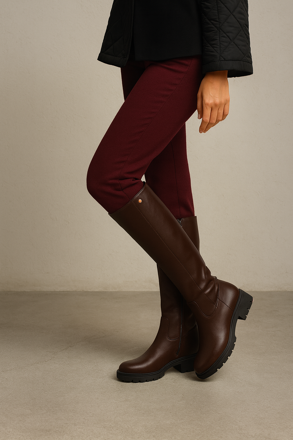 Bottes Femme Mi-Mollet - Simili Cuir Marron - Confort & Style Élégant - A2R Collection