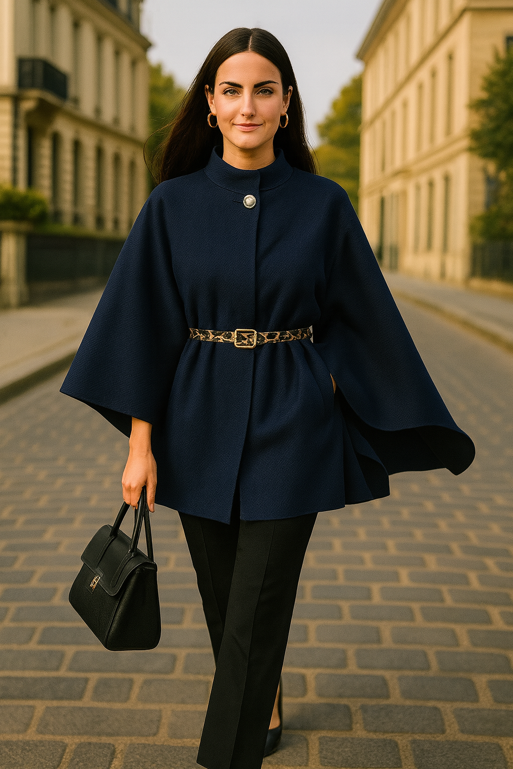 Cape Élégante A2R Collection - Coupe Chic avec Ceinture Léopard du 36 au 50