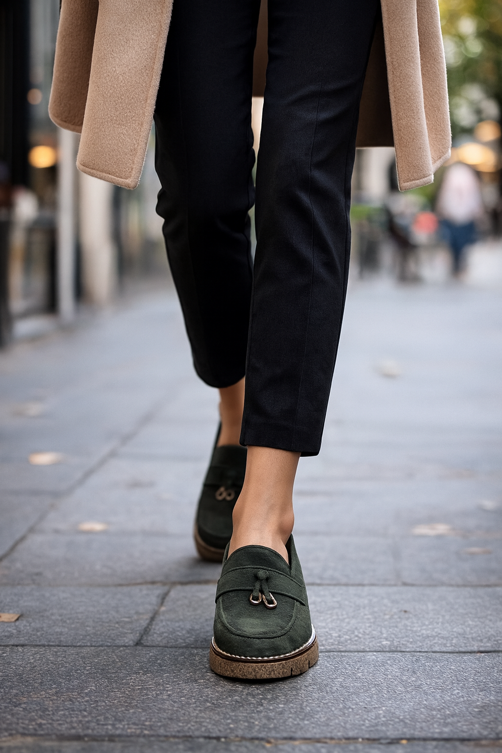 Mocassins Femme en Suédine - Kaki Chic & Semelle Confort