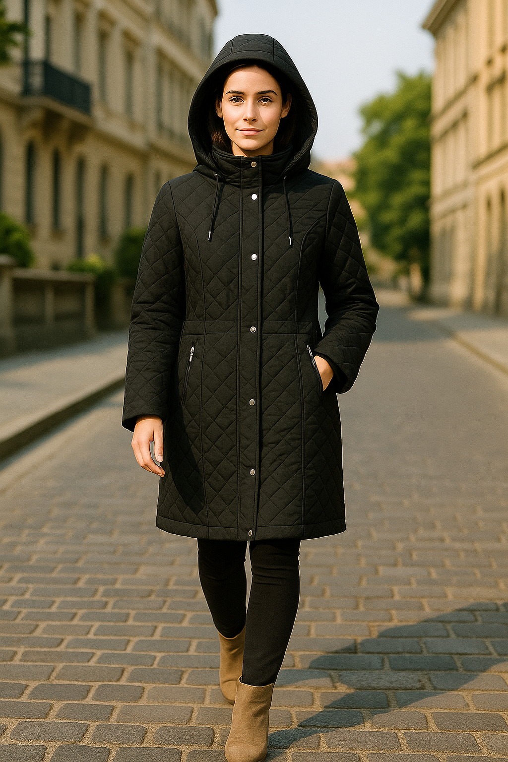 Parkas matelassée noir 3XL - capuche amovible - Cissy&Co- Chaude & légère