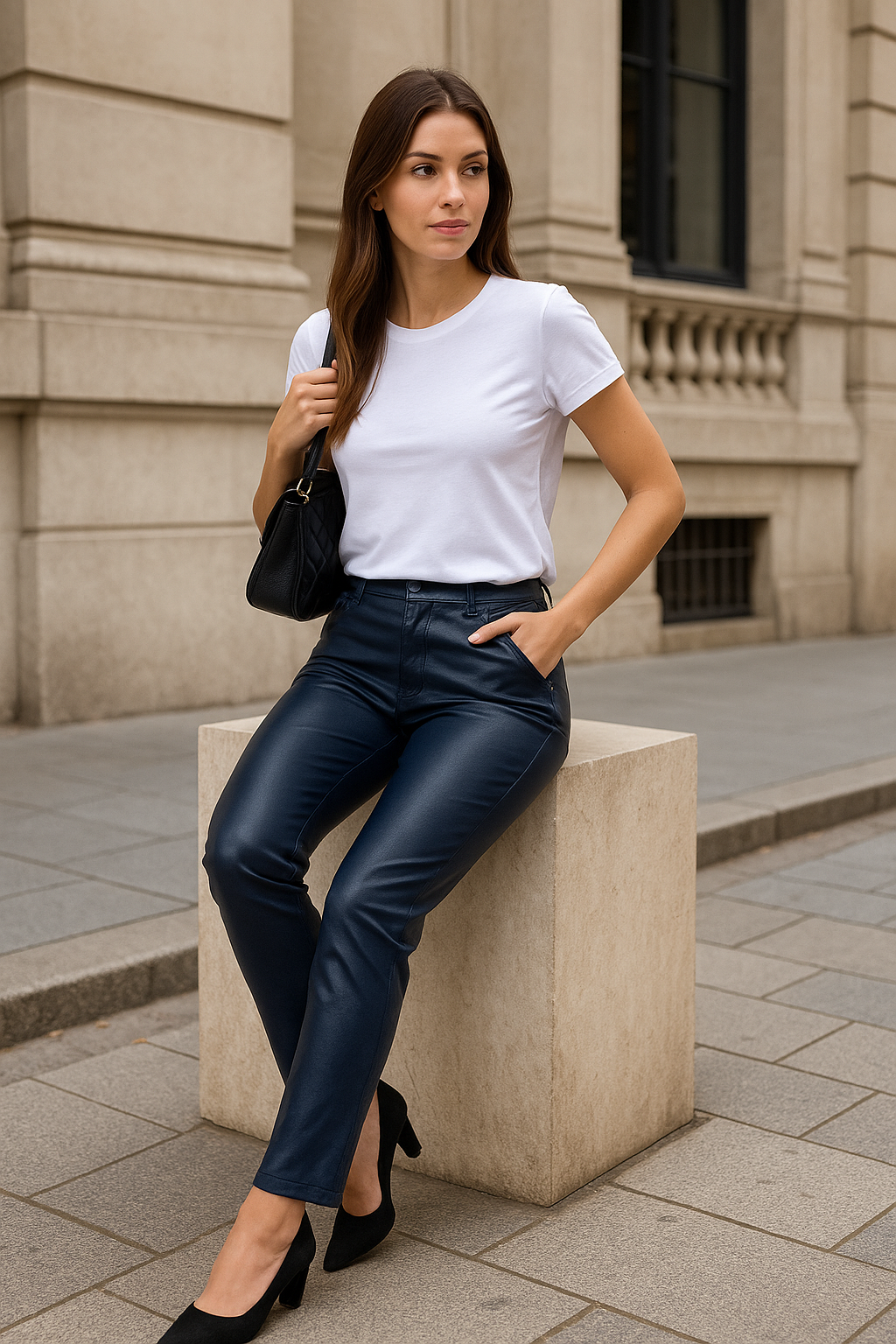 Pantalon Femme Simili Cuir - Slim Fit