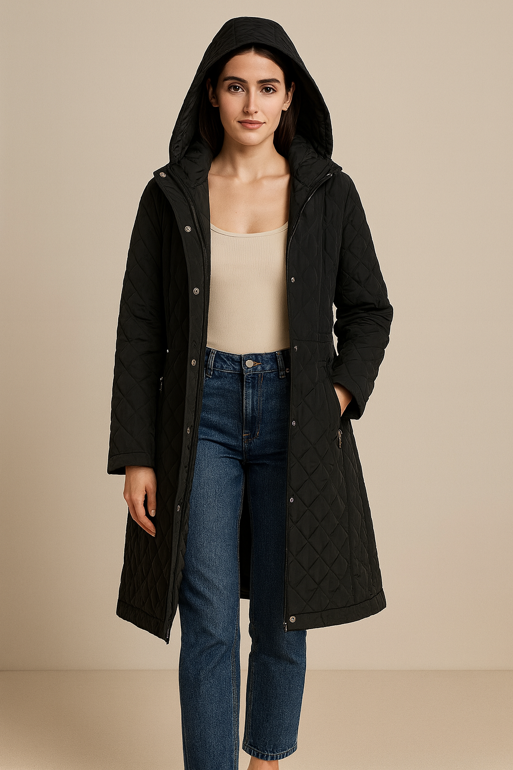 Parkas matelassée noir 3XL - capuche amovible - Cissy&Co- Chaude & légère