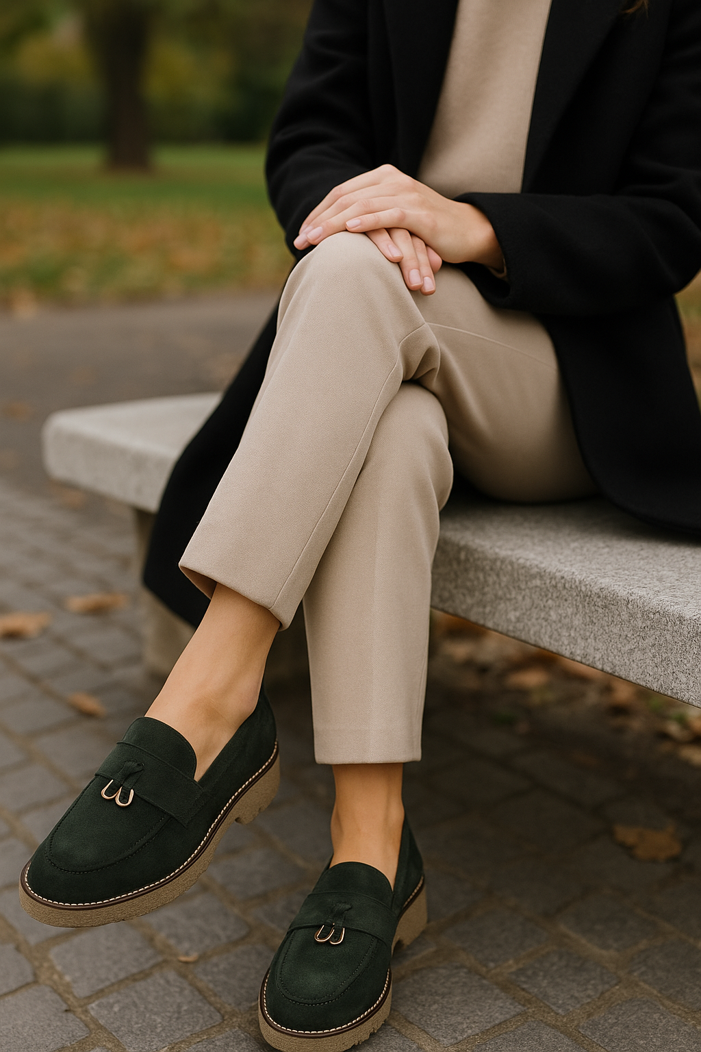 Mocassins Femme en Suédine - Kaki Chic & Semelle Confort