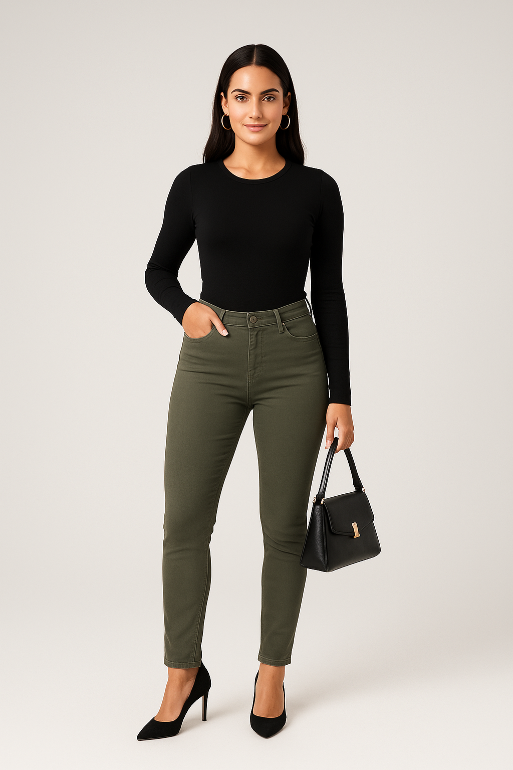 Pantalon Femme Kaki, Coupe Confort & Stretching - Taille 38 à 50 / A2R Collection