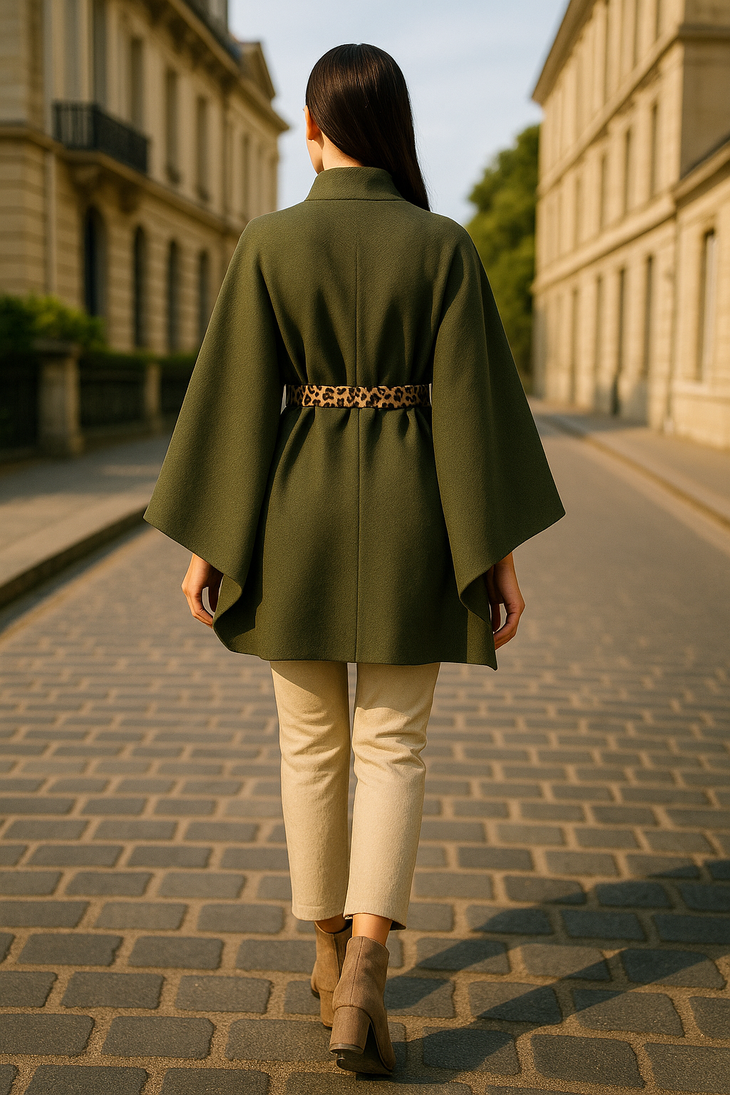 Cape Élégante A2R Collection - Coupe Chic avec Ceinture Léopard du 36 au 50