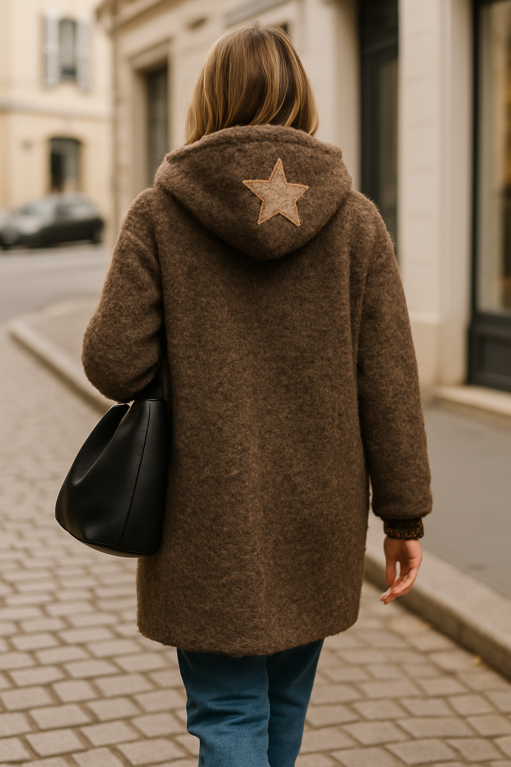 Manteau Douillet Étoile - Marron & Noir (Taille Unique 38- 46)