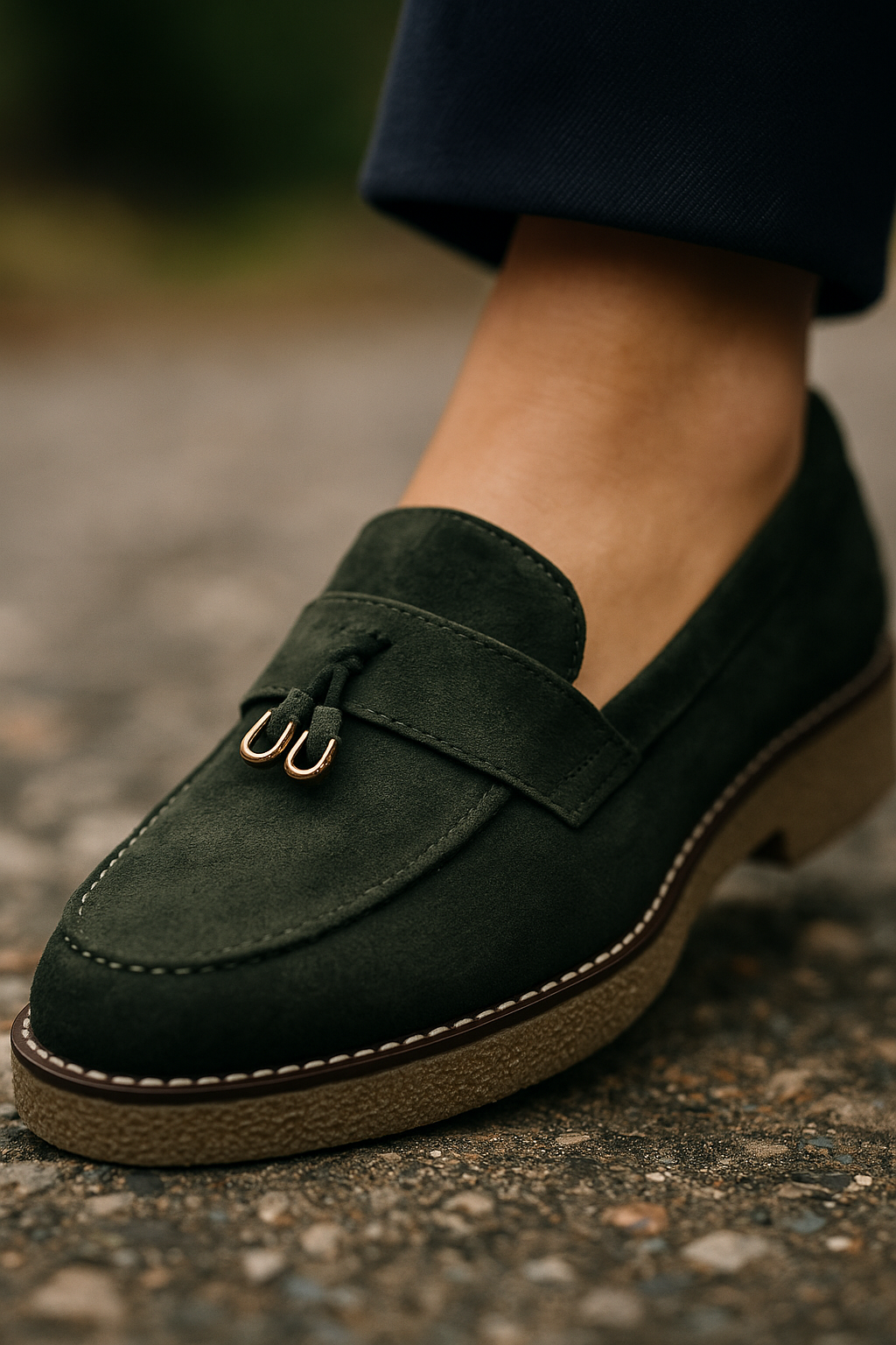 Mocassins Femme en Suédine - Kaki Chic & Semelle Confort