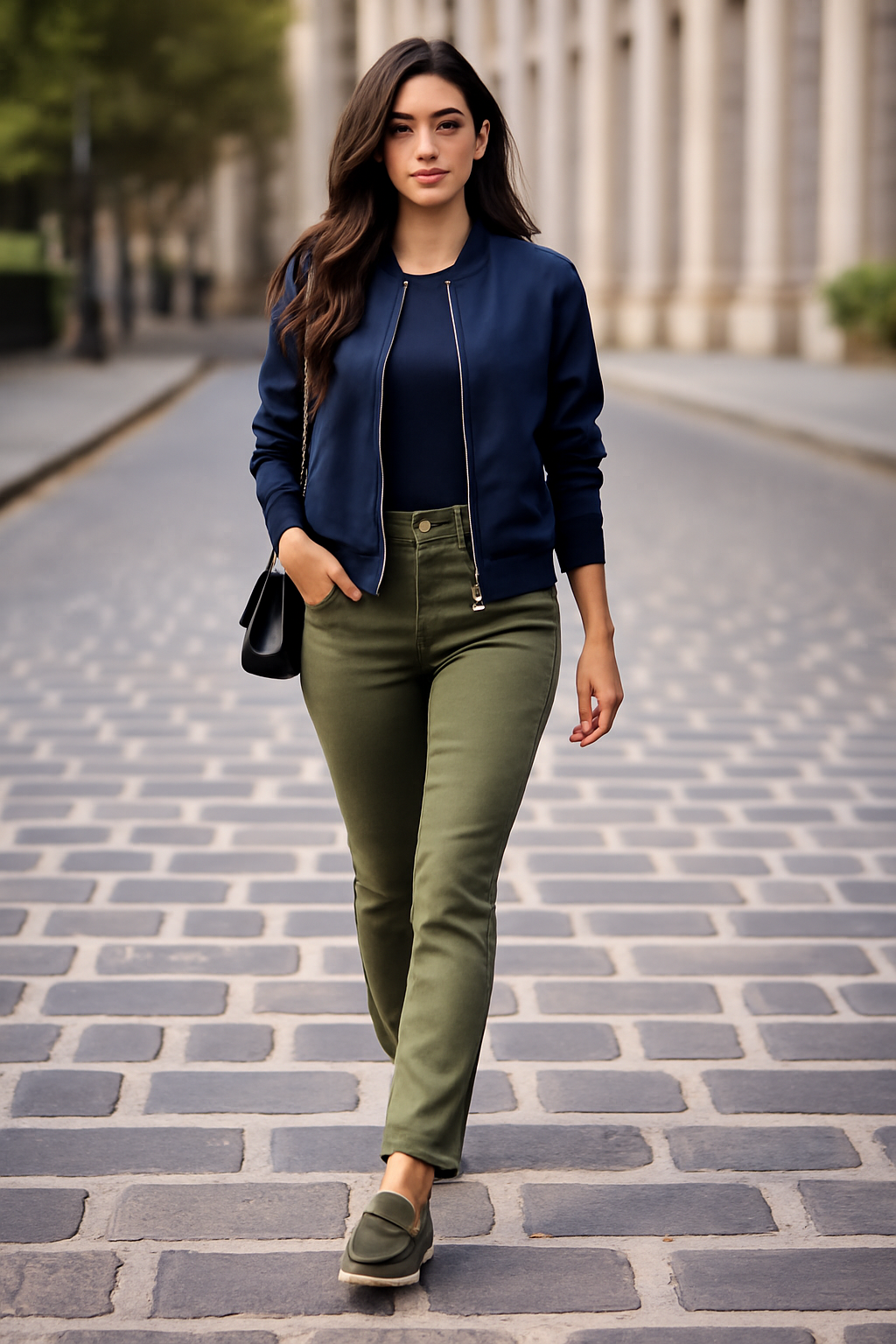 Bombers Femme Bleu Marine - Coupe Casual Chic