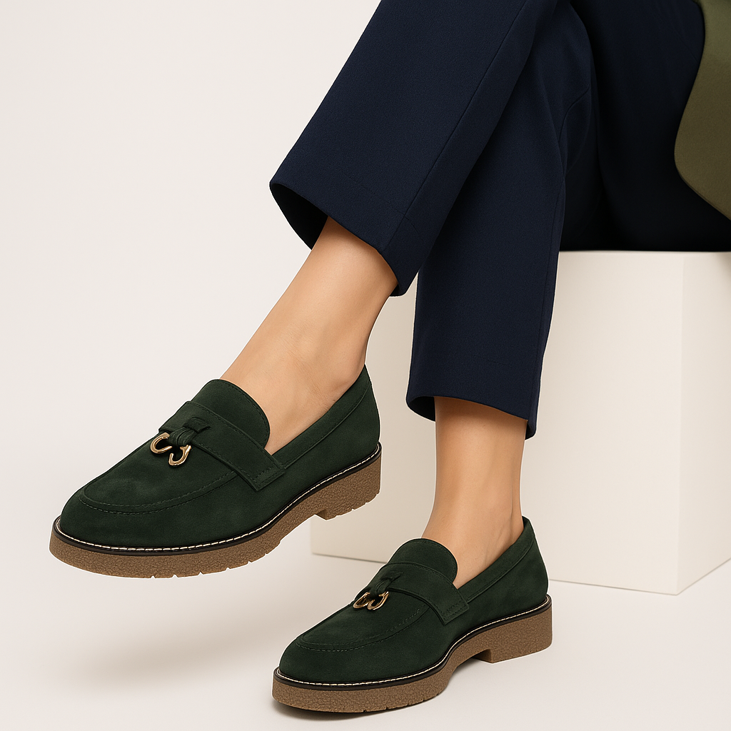 Mocassins Femme en Suédine - Kaki Chic & Semelle Confort