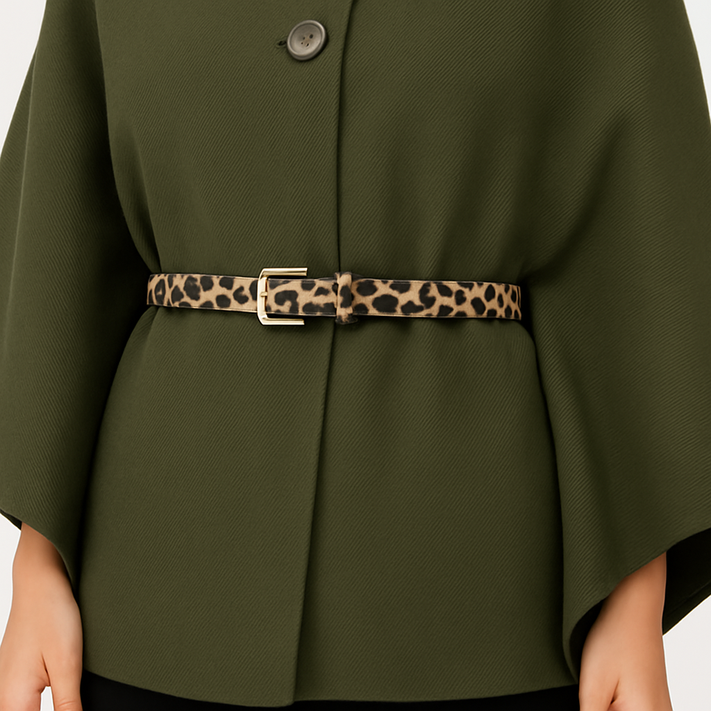 Cape Élégante A2R Collection - Coupe Chic avec Ceinture Léopard du 36 au 50