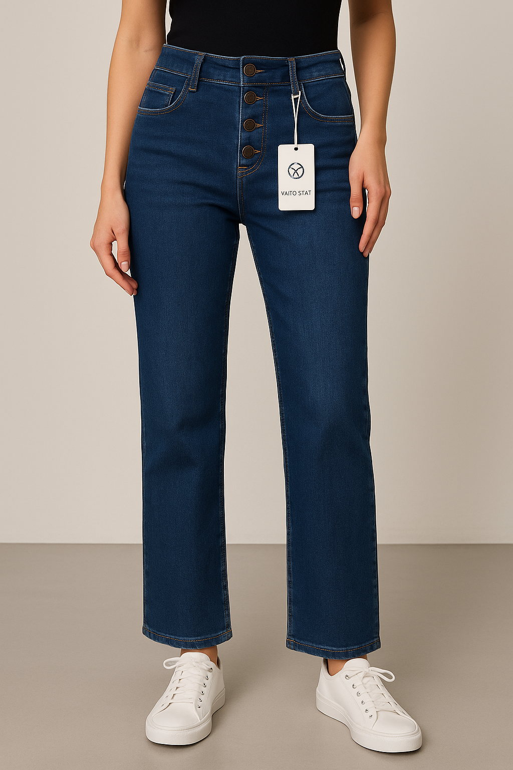 Jean Karostar Femme - Straight Leg Bleu Marine - Taille 40